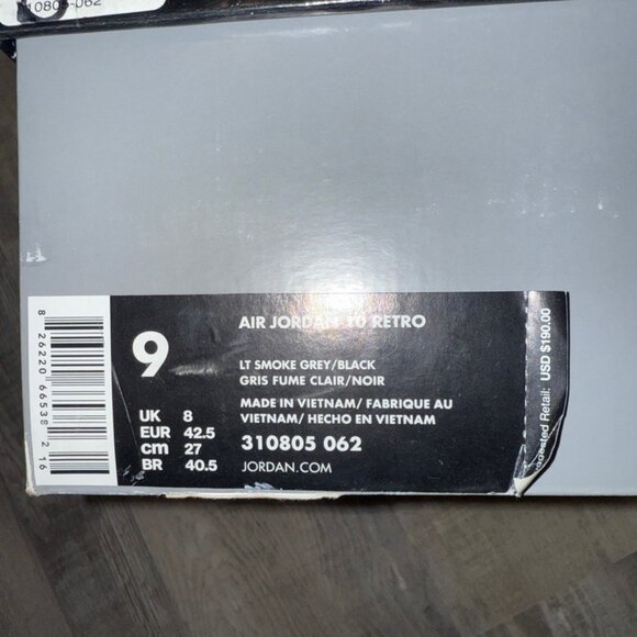 Jordan 10 Retro Light Smoke Grey - Size 9 - Picture 12 of 12